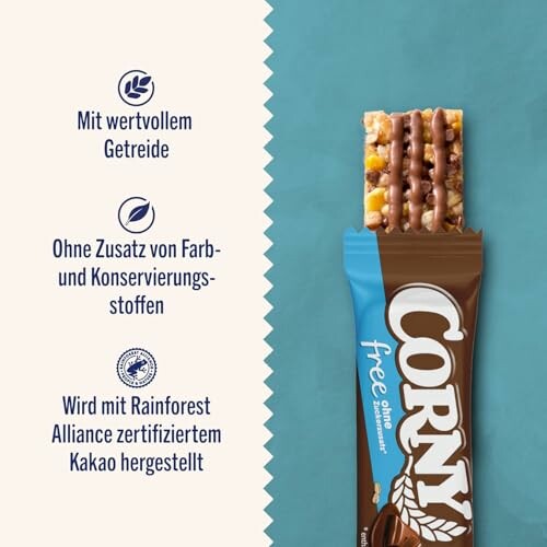Corny Müsliriegel ohne Zuckerzusatz.