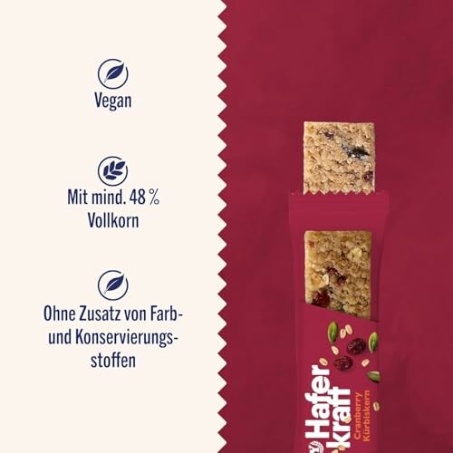 Haferkraft Müsliriegel mit Vollkorn und ohne Zusatzstoffe
