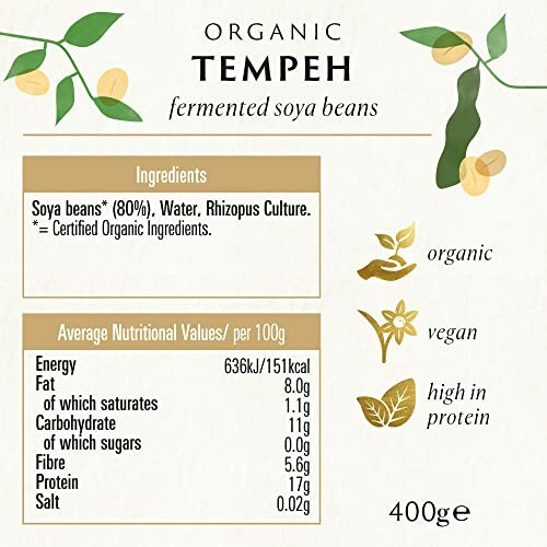 Nährwertangaben und Inhaltsstoffe von Bio-Tempeh