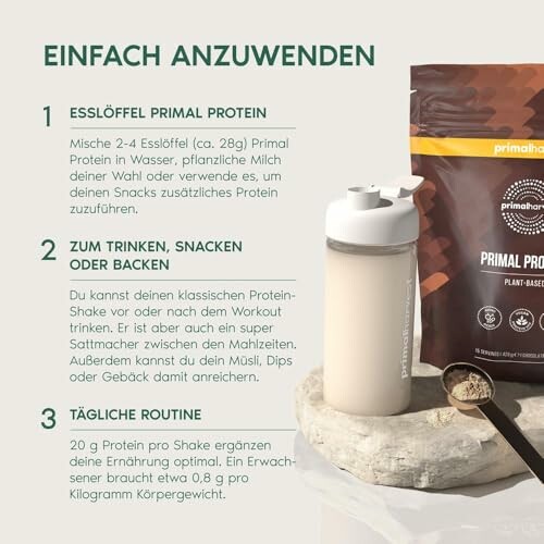 Anleitung zur Anwendung von Primal Protein auf Deutsch.